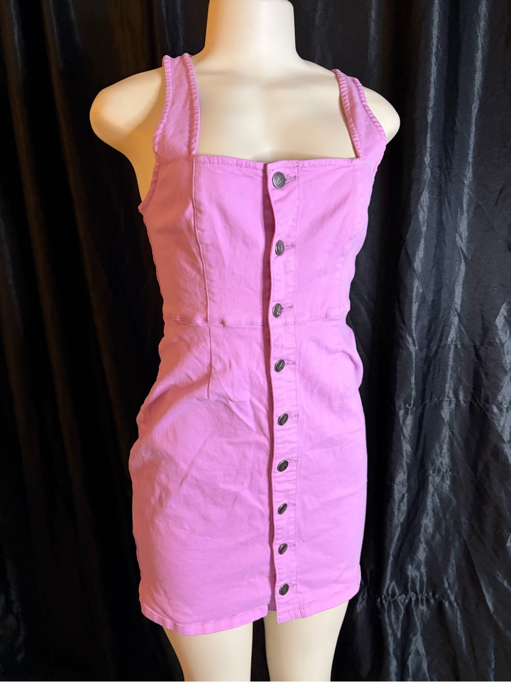 Lavender Button-Front Tank Mini Dress